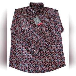 ROUNDTREE & YORKE MENS PAISLEY SHIRT SZ M BLACK RED